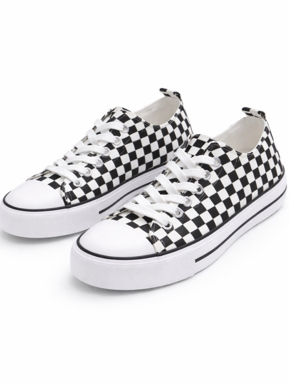 Black & White Checkerboard Platform Canvas Sneakers | Y2K Skater Alt Streetwear